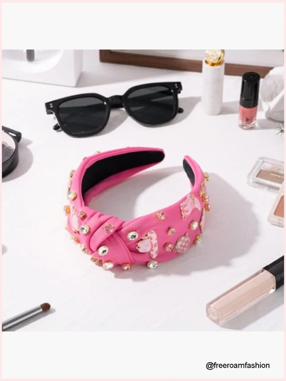 Western Rhinestone Crystal Knotted Headband Wide Top Knot Hair Accessory Cowgirl
